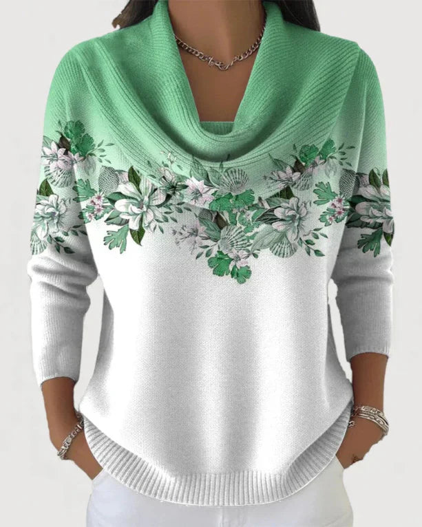 Alora - Blumenpullover mit Weichem Kragen